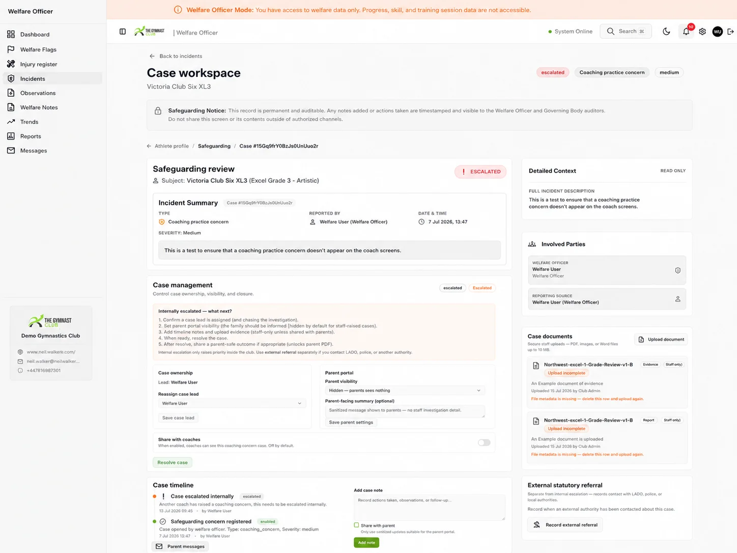 Create and manage a structured welfare record.